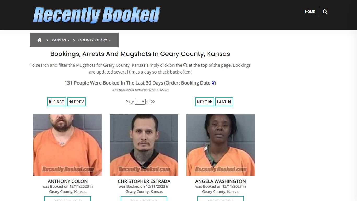 Recent bookings, Arrests, Mugshots in Geary County, Kansas